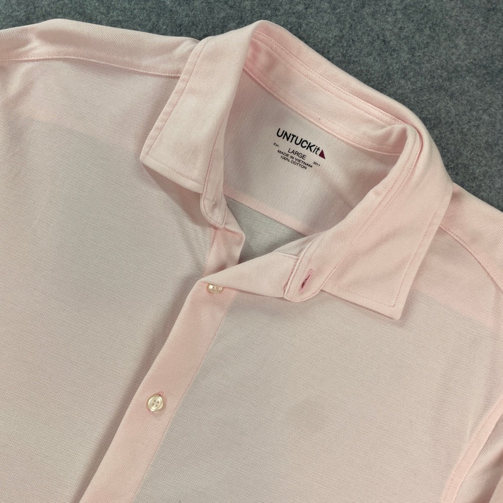 UNTUCKit Mens Button Down Shirt L Pink Long Sleeve Casual Weekend